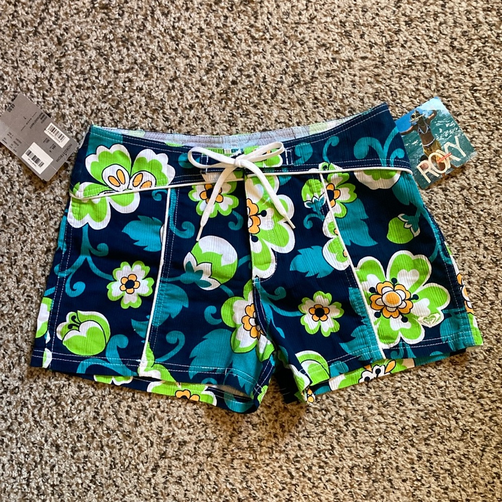 VTG Roxy Floral Hawaiian Board Shorts sz 7